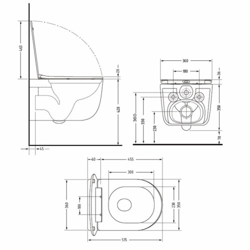 Унитаз подвесной Qtap Taurus Ultra Quiet 515×360×350 мм, Matt Black, с сиденьем Slim Duroplast / Soft-close / Quick Release QTTAU28BLM50504