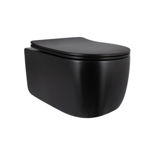 Унитаз подвесной Qtap Taurus Ultra Quiet 515×360×350 мм, Matt Black, с сиденьем Slim Duroplast / Soft-close / Quick Release QTTAU28BLM50504