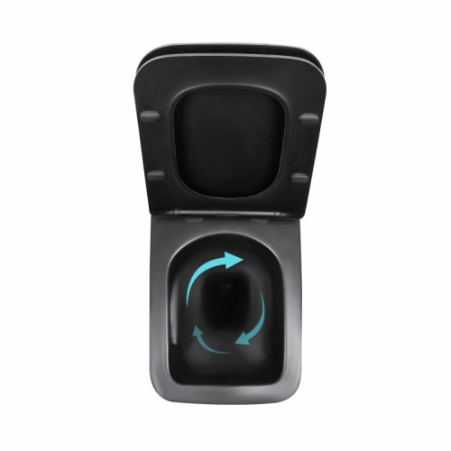 Унитаз подвесной Qtap Gemini Ultra Quiet 485×340×350 мм, Matt Black, с сиденьем Slim Duroplast / Soft-close / Quick Release QTGEM28BLM50505