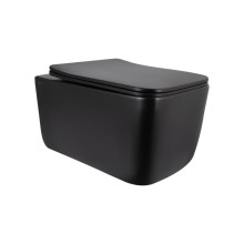 Унитаз подвесной Qtap Gemini Ultra Quiet 485×340×350 мм, Matt Black, с сиденьем Slim Duroplast / Soft-close / Quick Release QTGEM28BLM50505