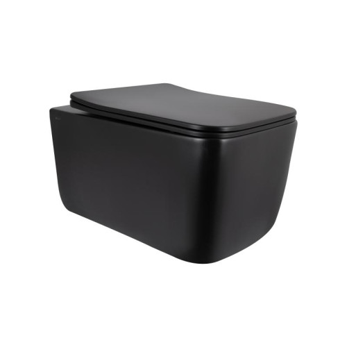 Унитаз подвесной Qtap Gemini Ultra Quiet 485×340×350 мм, Matt Black, с сиденьем Slim Duroplast / Soft-close / Quick Release QTGEM28BLM50505