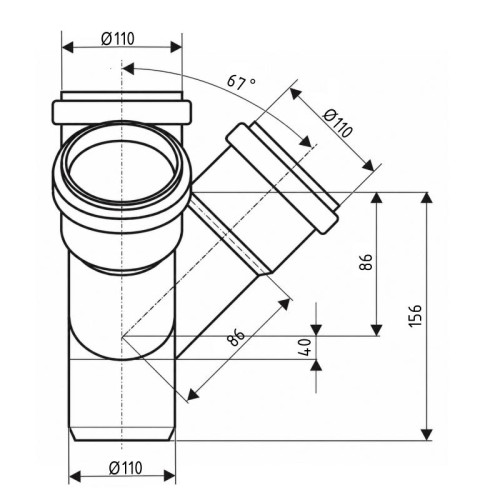 Крестовина двухплоскостная канализационная Ostendorf-OSMA HT-System PLUS d110/110/110/110×67° Крестовина двухплоскостная канализационная Ostendorf-OSMA HT-System PLUS d110/110/110/110×67°