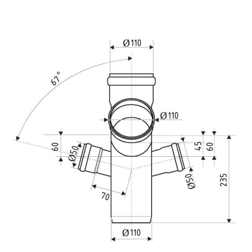 Крестовина двухплоскостная канализационная Ostendorf-OSMA HT-System PLUS d110/110/110/50/50×67° Крестовина двухплоскостная канализационная Ostendorf-OSMA HT-System PLUS d110/110/110/50/50×67°