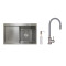 Акционный набор Lidz: мойка H7849L интегрированная крыло слева Brushed Steel 3,0/1,0 мм + Смеситель Aria для кухни с гибким изливом (k35) Grey