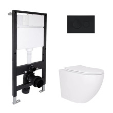 Готовое решение Qtap для ванной комнаты: подвесной унитаз Robin Ultra Quiet 520x365x365 + комплект инсталляции Standard (круглая кнопка Black) Готовое решение Qtap для ванной комнаты: подвесной унитаз Robin Ultra Quiet 520x365x365 + комплект инсталляции Standard (круглая кнопка Black)