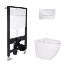 Готовое решение Qtap для ванной комнаты: подвесной унитаз Robin Ultra Quiet 520x365x365 + комплект инсталляции Standard (линейная кнопка Chrome) Готовое решение Qtap для ванной комнаты: подвесной унитаз Robin Ultra Quiet 520x365x365 + комплект инсталляции Standard (линейная кнопка Chrome)