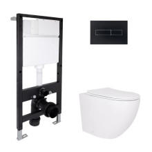 Готовое решение Qtap для ванной комнаты: подвесной унитаз Robin Ultra Quiet 520x365x365 + комплект инсталляции Standard (линейная кнопка Black) Готовое решение Qtap для ванной комнаты: подвесной унитаз Robin Ultra Quiet 520x365x365 + комплект инсталляции Standard (линейная кнопка Black)