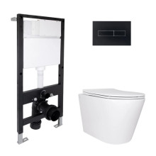 Готовое решение Qtap для ванной комнаты: подвесной унитаз Scorpio Ultra Quiet 520x365x365 + комплект инсталляции Standard (линейная кнопка Black) Готовое решение Qtap для ванной комнаты: подвесной унитаз Scorpio Ultra Quiet 520x365x365 + комплект инсталляции Standard (линейная кнопка Black)