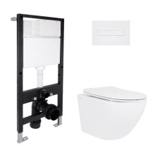 Готовое решение Qtap для ванной комнаты: подвесной унитаз Jay Ultra Quiet 485x360x320 + комплект инсталляции Standard (линейная кнопка White) Готовое решение Qtap для ванной комнаты: подвесной унитаз Jay Ultra Quiet 485x360x320 + комплект инсталляции Standard (линейная кнопка White)