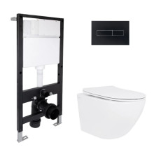 Готовое решение Qtap для ванной комнаты: подвесной унитаз Jay Ultra Quiet 485x360x320 + комплект инсталляции Standard (линейная кнопка Black) Готовое решение Qtap для ванной комнаты: подвесной унитаз Jay Ultra Quiet 485x360x320 + комплект инсталляции Standard (линейная кнопка Black)