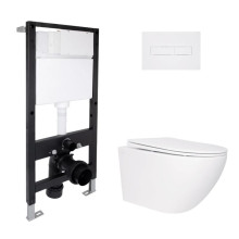 Готовое решение Qtap для ванной комнаты: подвесной унитаз Jay Rimless 520x360x320 + комплект инсталляции Standard (линейная кнопка White) Готовое решение Qtap для ванной комнаты: подвесной унитаз Jay Rimless 520x360x320 + комплект инсталляции Standard (линейная кнопка White)