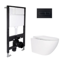 Готовое решение Qtap для ванной комнаты: подвесной унитаз Jay Rimless 520x360x320 + комплект инсталляции Standard (линейная кнопка Black) Готовое решение Qtap для ванной комнаты: подвесной унитаз Jay Rimless 520x360x320 + комплект инсталляции Standard (линейная кнопка Black)