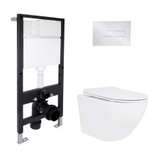Готовое решение Qtap для ванной комнаты: подвесной унитаз Jay Ultra Quiet 520x360x320 + комплект инсталляции Standard (линейная кнопка Chrome) Готовое решение Qtap для ванной комнаты: подвесной унитаз Jay Ultra Quiet 520x360x320 + комплект инсталляции Standard (линейная кнопка Chrome)