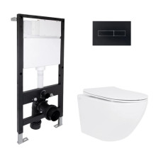 Готовое решение Qtap для ванной комнаты: подвесной унитаз Jay Ultra Quiet 520x360x320 + комплект инсталляции Standard (линейная кнопка Black) Готовое решение Qtap для ванной комнаты: подвесной унитаз Jay Ultra Quiet 520x360x320 + комплект инсталляции Standard (линейная кнопка Black)
