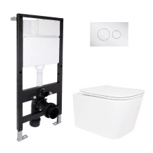 Готовое решение Qtap для ванной комнаты: подвесной унитаз Crow Rimless 485x340x330 + комплект инсталляции Standard (круглая кнопка Chrome) Готовое решение Qtap для ванной комнаты: подвесной унитаз Crow Rimless 485x340x330 + комплект инсталляции Standard (круглая кнопка Chrome)