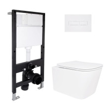 Готовое решение Qtap для ванной комнаты: подвесной унитаз Crow Rimless 485x340x330 + комплект инсталляции Standard (линейная кнопка White) Готовое решение Qtap для ванной комнаты: подвесной унитаз Crow Rimless 485x340x330 + комплект инсталляции Standard (линейная кнопка White)