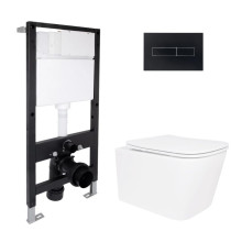Готовое решение Qtap для ванной комнаты: подвесной унитаз Crow Rimless 485x340x330 + комплект инсталляции Standard (линейная кнопка Black) Готовое решение Qtap для ванной комнаты: подвесной унитаз Crow Rimless 485x340x330 + комплект инсталляции Standard (линейная кнопка Black)
