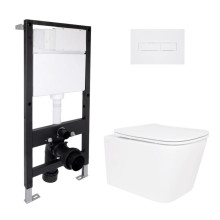 Готовое решение Qtap для ванной комнаты: подвесной унитаз Crow Ultra Quiet 485x340x290 + комплект инсталляции Standard (линейная кнопка White) Готовое решение Qtap для ванной комнаты: подвесной унитаз Crow Ultra Quiet 485x340x290 + комплект инсталляции Standard (линейная кнопка White)