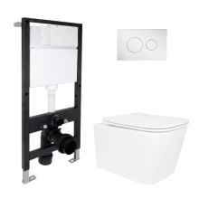 Готовое решение Qtap для ванной комнаты: подвесной унитаз Crow Ultra Quiet 520x360x290 + комплект инсталляции Standard (круглая кнопка Chrome) Готовое решение Qtap для ванной комнаты: подвесной унитаз Crow Ultra Quiet 520x360x290 + комплект инсталляции Standard (круглая кнопка Chrome)