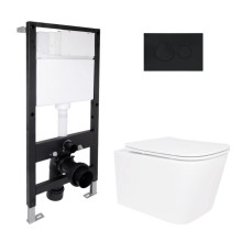 Готовое решение Qtap для ванной комнаты: подвесной унитаз Crow Ultra Quiet 520x360x290 + комплект инсталляции Standard (круглая кнопка Black) Готовое решение Qtap для ванной комнаты: подвесной унитаз Crow Ultra Quiet 520x360x290 + комплект инсталляции Standard (круглая кнопка Black)