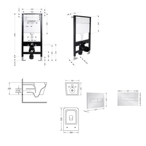 Готовое решение Qtap для ванной комнаты: подвесной унитаз Crow Ultra Quiet 520x360x290 + комплект инсталляции Standard (линейная кнопка Chrome) Готовое решение Qtap для ванной комнаты: подвесной унитаз Crow Ultra Quiet 520x360x290 + комплект инсталляции Standard (линейная кнопка Chrome)