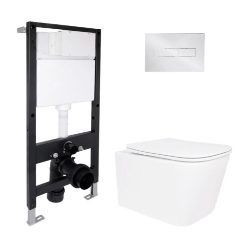 Готовое решение Qtap для ванной комнаты: подвесной унитаз Crow Ultra Quiet 520x360x290 + комплект инсталляции Standard (линейная кнопка Chrome) Готовое решение Qtap для ванной комнаты: подвесной унитаз Crow Ultra Quiet 520x360x290 + комплект инсталляции Standard (линейная кнопка Chrome)