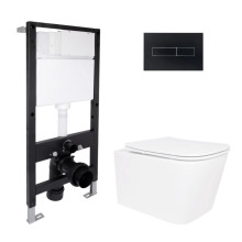 Готовое решение Qtap для ванной комнаты: подвесной унитаз Crow Ultra Quiet 520x360x290 + комплект инсталляции Standard (линейная кнопка Black) Готовое решение Qtap для ванной комнаты: подвесной унитаз Crow Ultra Quiet 520x360x290 + комплект инсталляции Standard (линейная кнопка Black)