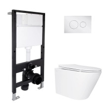 Готовое решение Qtap для ванной комнаты: подвесной унитаз Swan Ultra Quiet 485x360x320 + комплект инсталляции Standard (круглая кнопка Chrome) Готовое решение Qtap для ванной комнаты: подвесной унитаз Swan Ultra Quiet 485x360x320 + комплект инсталляции Standard (круглая кнопка Chrome)