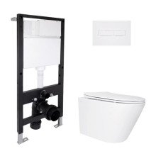 Готовое решение Qtap для ванной комнаты: подвесной унитаз Swan Ultra Quiet 485x360x320 + комплект инсталляции Standard (линейная кнопка White) Готовое решение Qtap для ванной комнаты: подвесной унитаз Swan Ultra Quiet 485x360x320 + комплект инсталляции Standard (линейная кнопка White)