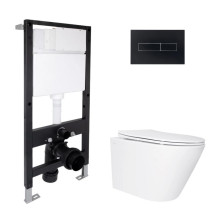 Готовое решение Qtap для ванной комнаты: подвесной унитаз Swan Ultra Quiet 485x360x320 + комплект инсталляции Standard (линейная кнопка Black) Готовое решение Qtap для ванной комнаты: подвесной унитаз Swan Ultra Quiet 485x360x320 + комплект инсталляции Standard (линейная кнопка Black)