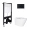 Готовое решение Qtap для ванной комнаты: подвесной унитаз Swan Ultra Quiet 485x360x320 + комплект инсталляции Standard (линейная кнопка Black)