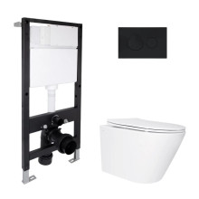 Готовое решение Qtap для ванной комнаты: подвесной унитаз Swan Ultra Quiet 520x360x320 + комплект инсталляции Standard (круглая кнопка Black) Готовое решение Qtap для ванной комнаты: подвесной унитаз Swan Ultra Quiet 520x360x320 + комплект инсталляции Standard (круглая кнопка Black)