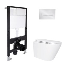 Готовое решение Qtap для ванной комнаты: подвесной унитаз Swan Ultra Quiet 520x360x320 + комплект инсталляции Standard (линейная кнопка Chrome) Готовое решение Qtap для ванной комнаты: подвесной унитаз Swan Ultra Quiet 520x360x320 + комплект инсталляции Standard (линейная кнопка Chrome)