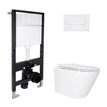 Готовое решение Qtap для ванной комнаты: подвесной унитаз Swan Ultra Quiet 520x360x320 + комплект инсталляции Standard (линейная кнопка White) Готовое решение Qtap для ванной комнаты: подвесной унитаз Swan Ultra Quiet 520x360x320 + комплект инсталляции Standard (линейная кнопка White)
