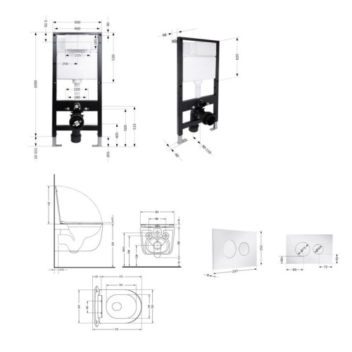 Готовое решение Qtap для ванной комнаты: подвесной унитаз Taurus Ultra Quiet 515x360x350 + комплект инсталляции Standard (круглая кнопка Chrome) Готовое решение Qtap для ванной комнаты: подвесной унитаз Taurus Ultra Quiet 515x360x350 + комплект инсталляции Standard (круглая кнопка Chrome)