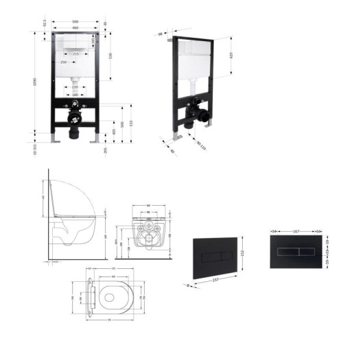 Готовое решение Qtap для ванной комнаты: подвесной унитаз Taurus Ultra Quiet 515x360x350 + комплект инсталляции Standard (линейная кнопка Black) Готовое решение Qtap для ванной комнаты: подвесной унитаз Taurus Ultra Quiet 515x360x350 + комплект инсталляции Standard (линейная кнопка Black)