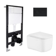 Готовое решение Qtap для ванной комнаты: подвесной унитаз Gemini Ultra Quiet 485x340x350 + комплект инсталляции Standard (круглая кнопка Black) Готовое решение Qtap для ванной комнаты: подвесной унитаз Gemini Ultra Quiet 485x340x350 + комплект инсталляции Standard (круглая кнопка Black)