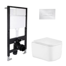 Готовое решение Qtap для ванной комнаты: подвесной унитаз Gemini Ultra Quiet 485x340x350 + комплект инсталляции Standard (линейная кнопка Chrome) Готовое решение Qtap для ванной комнаты: подвесной унитаз Gemini Ultra Quiet 485x340x350 + комплект инсталляции Standard (линейная кнопка Chrome)
