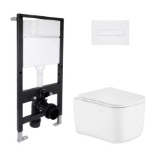 Готовое решение Qtap для ванной комнаты: подвесной унитаз Gemini Ultra Quiet 485x340x350 + комплект инсталляции Standard (линейная кнопка White) Готовое решение Qtap для ванной комнаты: подвесной унитаз Gemini Ultra Quiet 485x340x350 + комплект инсталляции Standard (линейная кнопка White)
