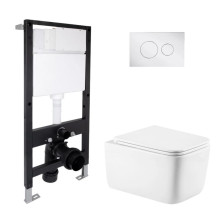 Готовое решение Qtap для ванной комнаты: подвесной унитаз Gemini Ultra Quiet 520x360x350 + комплект инсталляции Standard (круглая кнопка Chrome) Готовое решение Qtap для ванной комнаты: подвесной унитаз Gemini Ultra Quiet 520x360x350 + комплект инсталляции Standard (круглая кнопка Chrome)
