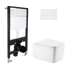 Готовое решение Qtap для ванной комнаты: подвесной унитаз Gemini Ultra Quiet 520x360x350 + комплект инсталляции Standard (линейная кнопка White) Готовое решение Qtap для ванной комнаты: подвесной унитаз Gemini Ultra Quiet 520x360x350 + комплект инсталляции Standard (линейная кнопка White)