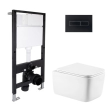 Готовое решение Qtap для ванной комнаты: подвесной унитаз Gemini Ultra Quiet 520x360x350 + комплект инсталляции Standard (линейная кнопка Black) Готовое решение Qtap для ванной комнаты: подвесной унитаз Gemini Ultra Quiet 520x360x350 + комплект инсталляции Standard (линейная кнопка Black)