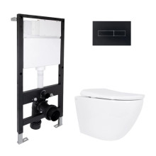 Готовое решение Qtap для ванной комнаты: подвесной унитаз Robin ML Ultra Quiet 520x365x365 + комплект инсталляции Standard (линейная кнопка Black) Готовое решение Qtap для ванной комнаты: подвесной унитаз Robin ML Ultra Quiet 520x365x365 + комплект инсталляции Standard (линейная кнопка Black)