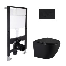 Готовое решение Qtap для ванной комнаты: подвесной унитаз Jay Ultra Quiet 485x360x320 + комплект инсталляции Standard (круглая кнопка Black) Готовое решение Qtap для ванной комнаты: подвесной унитаз Jay Ultra Quiet 485x360x320 + комплект инсталляции Standard (круглая кнопка Black)