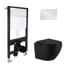 Готовое решение Qtap для ванной комнаты: подвесной унитаз Jay Ultra Quiet 485x360x320 + комплект инсталляции Standard (линейная кнопка Chrome) Готовое решение Qtap для ванной комнаты: подвесной унитаз Jay Ultra Quiet 485x360x320 + комплект инсталляции Standard (линейная кнопка Chrome)