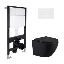 Готовое решение Qtap для ванной комнаты: подвесной унитаз Jay Ultra Quiet 485x360x320 + комплект инсталляции Standard (линейная кнопка White) Готовое решение Qtap для ванной комнаты: подвесной унитаз Jay Ultra Quiet 485x360x320 + комплект инсталляции Standard (линейная кнопка White)