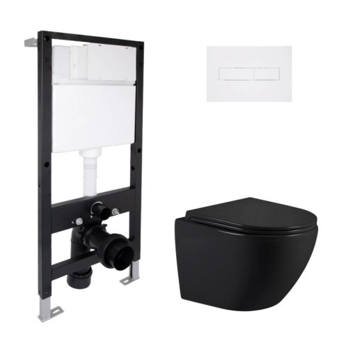 Готовое решение Qtap для ванной комнаты: подвесной унитаз Jay Ultra Quiet 485x360x320 + комплект инсталляции Standard (линейная кнопка White) Готовое решение Qtap для ванной комнаты: подвесной унитаз Jay Ultra Quiet 485x360x320 + комплект инсталляции Standard (линейная кнопка White)
