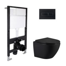 Готовое решение Qtap для ванной комнаты: подвесной унитаз Jay Ultra Quiet 485x360x320 + комплект инсталляции Standard (линейная кнопка Black) Готовое решение Qtap для ванной комнаты: подвесной унитаз Jay Ultra Quiet 485x360x320 + комплект инсталляции Standard (линейная кнопка Black)