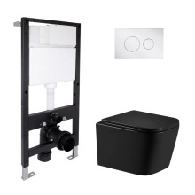 Готовое решение Qtap для ванной комнаты: подвесной унитаз Crow Ultra Quiet 485x340x290 + комплект инсталляции Standard (круглая кнопка Chrome) Готовое решение Qtap для ванной комнаты: подвесной унитаз Crow Ultra Quiet 485x340x290 + комплект инсталляции Standard (круглая кнопка Chrome)