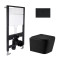 Готовое решение Qtap для ванной комнаты: подвесной унитаз Crow Ultra Quiet 485x340x290 + комплект инсталляции Standard (круглая кнопка Black)
